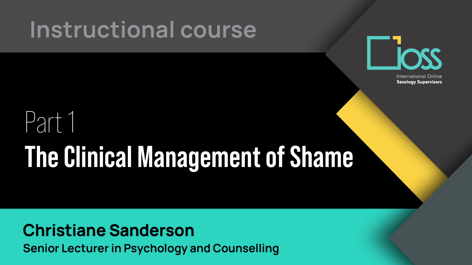 Part 1 The Clinical Management of Shame (Part 1 & 2)