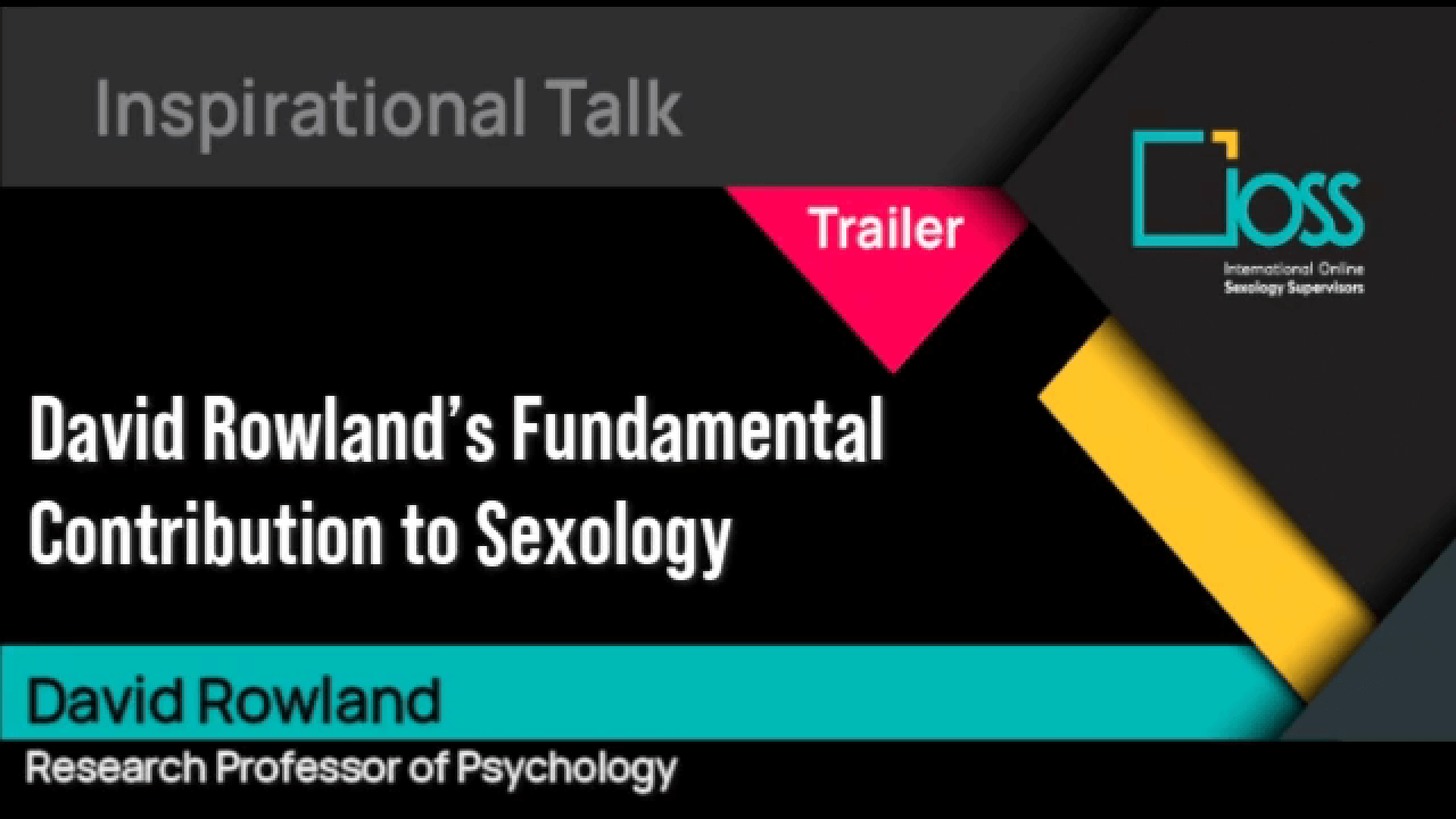 Trailer David Rowland’s Fundamental Contribution to Sexology (Part 1 & 2)